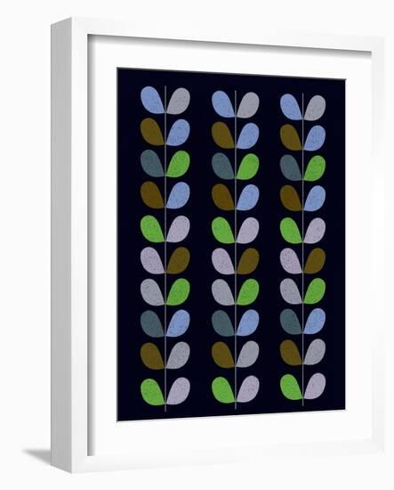 Scandinavian Leaf Pattern on Black I-Anita Nilsson-Framed Art Print