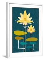 Scandinavian Lotus (Blue)-null-Framed Art Print