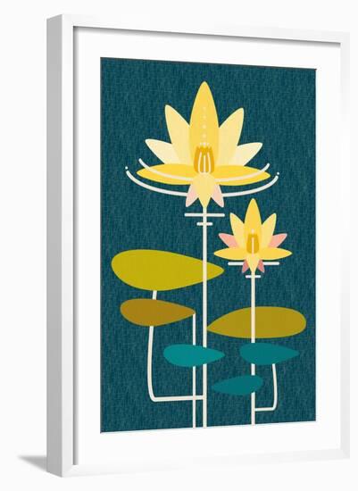 Scandinavian Lotus (Blue)-null-Framed Art Print