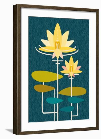 Scandinavian Lotus (Blue)-null-Framed Art Print