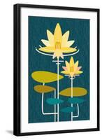 Scandinavian Lotus (Blue)-null-Framed Art Print