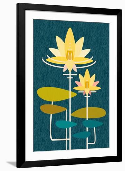 Scandinavian Lotus (Blue)-null-Framed Art Print