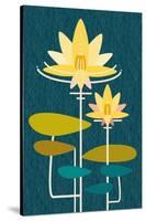 Scandinavian Lotus (Blue)-null-Stretched Canvas