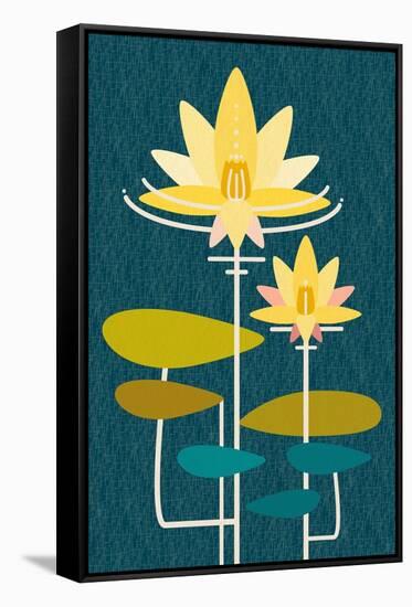 Scandinavian Lotus (Blue)-null-Framed Stretched Canvas