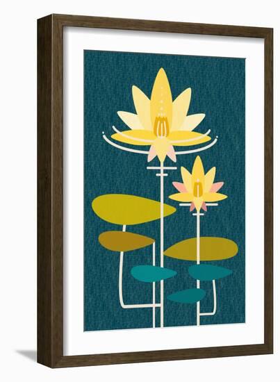 Scandinavian Lotus (Blue)-null-Framed Art Print