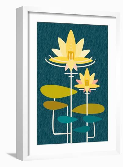 Scandinavian Lotus (Blue)-null-Framed Art Print