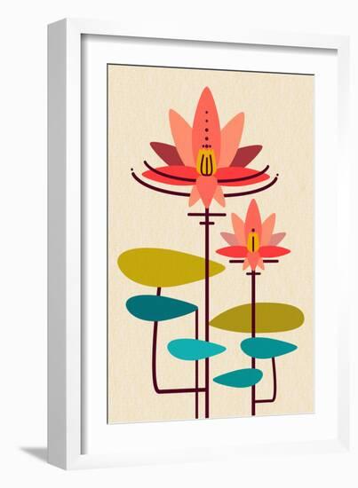 Scandinavian Lotus (White)-null-Framed Art Print