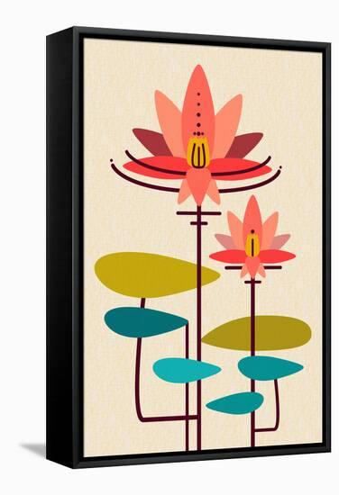 Scandinavian Lotus (White)-null-Framed Stretched Canvas