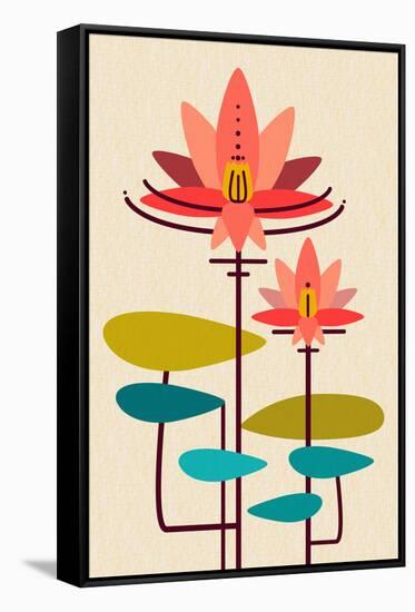 Scandinavian Lotus (White)-null-Framed Stretched Canvas