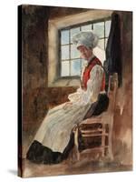 Scandinavian Peasant Woman in an Interior, C.1906 (W/C with Graphite on Card)-Alexandre Lunois-Stretched Canvas