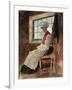 Scandinavian Peasant Woman in an Interior, C.1906 (W/C with Graphite on Card)-Alexandre Lunois-Framed Giclee Print