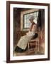 Scandinavian Peasant Woman in an Interior, C.1906 (W/C with Graphite on Card)-Alexandre Lunois-Framed Giclee Print