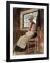 Scandinavian Peasant Woman in an Interior, C.1906 (W/C with Graphite on Card)-Alexandre Lunois-Framed Giclee Print