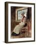 Scandinavian Peasant Woman in an Interior, C.1906 (W/C with Graphite on Card)-Alexandre Lunois-Framed Giclee Print