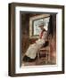 Scandinavian Peasant Woman in an Interior, C.1906 (W/C with Graphite on Card)-Alexandre Lunois-Framed Giclee Print