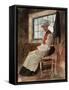 Scandinavian Peasant Woman in an Interior, C.1906 (W/C with Graphite on Card)-Alexandre Lunois-Framed Stretched Canvas