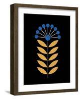 Scandinavian Steel blue Flower on Black-Anita Nilsson-Framed Art Print