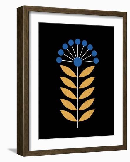 Scandinavian Steel blue Flower on Black-Anita Nilsson-Framed Art Print