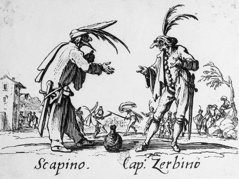 Scapino and Zerbino, from Commedia Dell'Arte, Engraving Callot' Giclee Print AllPosters.com