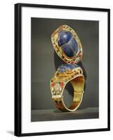 Scarab Bracelet, from the Tomb of Tutankhamun, New Kingdom (Gold and Lapis Lazuli)-Egyptian 18th Dynasty-Framed Giclee Print