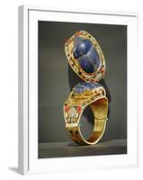 Scarab Bracelet, from the Tomb of Tutankhamun, New Kingdom (Gold and Lapis Lazuli)-Egyptian 18th Dynasty-Framed Giclee Print