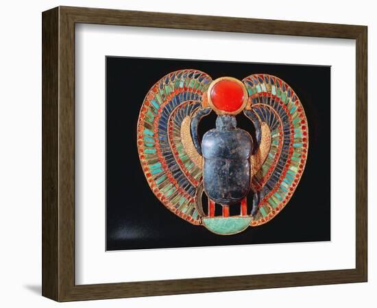 Scarab Pectoral, from the Tomb of Tutankhamun, in the Valley of the Kings at Thebes, c. 1361-52 BC-null-Framed Giclee Print