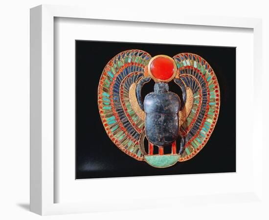 Scarab Pectoral, from the Tomb of Tutankhamun, in the Valley of the Kings at Thebes, c. 1361-52 BC-null-Framed Giclee Print