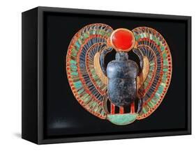 Scarab Pectoral, from the Tomb of Tutankhamun, in the Valley of the Kings at Thebes, c. 1361-52 BC-null-Framed Stretched Canvas