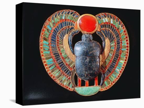 Scarab Pectoral, from the Tomb of Tutankhamun, in the Valley of the Kings at Thebes, c. 1361-52 BC-null-Stretched Canvas