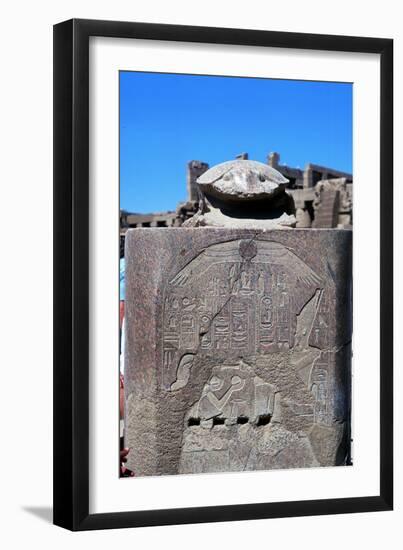 Scarab Surmounting a Relief of a Pharaoh Receiving Tribute, Temple of Karnak, Egypt-null-Framed Photographic Print