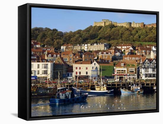 Scarborough, Harbour and Seaside Resort with Castle on the Hill, Yorkshire, England-Adina Tovy-Framed Stretched Canvas