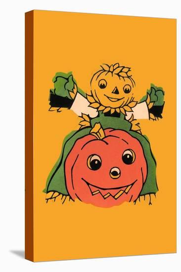 Scarecrow and Jack-O-Lantern-null-Stretched Canvas