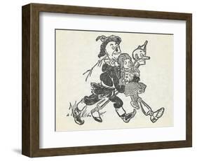 Scarecrow and the Tin Woodman Carrying a Sleeping Dorothy and Toto Out Of the Deadly Poppy Field-William Denslow-Framed Giclee Print