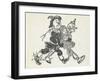 Scarecrow and the Tin Woodman Carrying a Sleeping Dorothy and Toto Out Of the Deadly Poppy Field-William Denslow-Framed Giclee Print