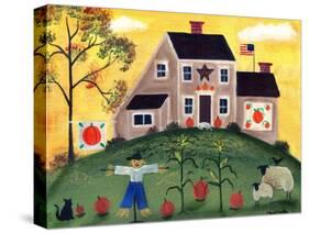 Scarecrow Pumpkin Sheep Cheryl Bartleypsd-Cheryl Bartley-Stretched Canvas