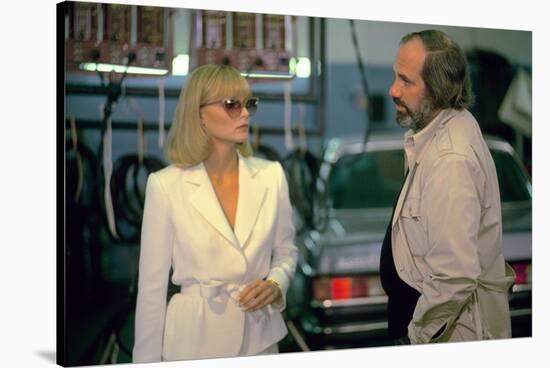 SCARFACE, 1983 directed by BRIAN by PALMA On the set, Michelle Pfeiffer with the director, Brian by-null-Stretched Canvas