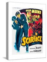 SCARFACE, Paul Muni on French poster art, 1932.-null-Stretched Canvas