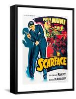 SCARFACE, Paul Muni on French poster art, 1932.-null-Framed Stretched Canvas