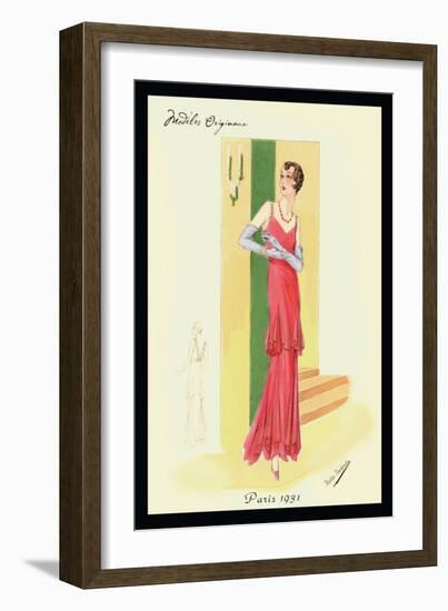 Scarlet Evening Gown-null-Framed Art Print