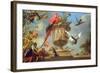 Scarlet Macaw Perched on an Urn, with Other Birds and a Monkey Eating Grapes-Melchior de Hondecoeter-Framed Giclee Print