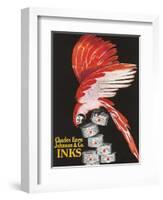 Scarlet Macaw with Ink Cans-null-Framed Art Print