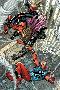 Scarlet Spider No.1: Spider-Man and Scarlet Spider Fighting and Falling-Ryan Stegman-Lamina Framed Poster