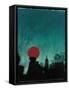 Scarlet Streetlight with Chrysler Building-Robert Cattan-Framed Stretched Canvas