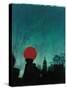 Scarlet Streetlight with Chrysler Building-Robert Cattan-Stretched Canvas