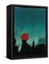 Scarlet Streetlight with Chrysler Building-Robert Cattan-Framed Stretched Canvas