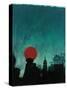 Scarlet Streetlight with Chrysler Building-Robert Cattan-Stretched Canvas