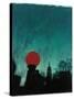 Scarlet Streetlight with Chrysler Building-Robert Cattan-Stretched Canvas