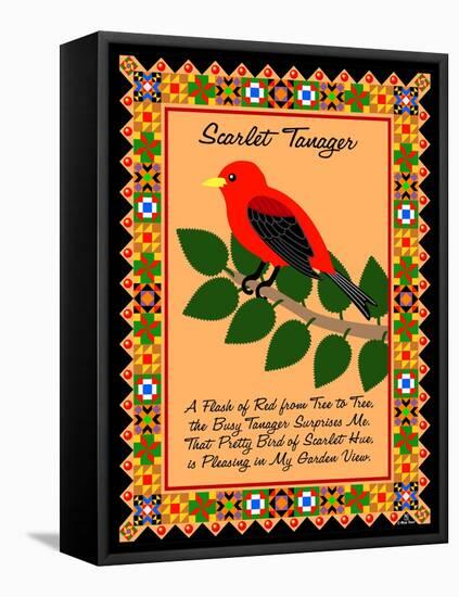 Scarlet Tanager Quilt-Mark Frost-Framed Stretched Canvas