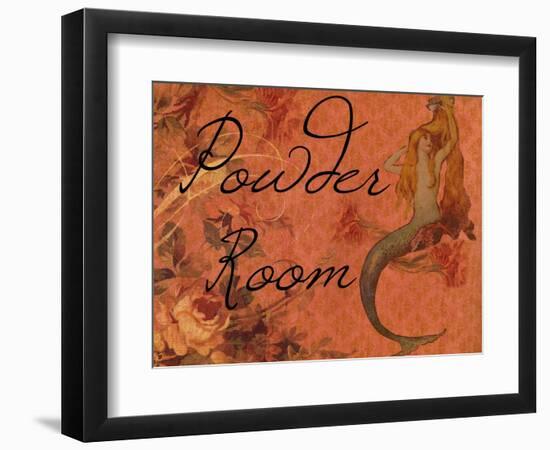 Scarlet Vintage Mermaid Powder Room-sylvia pimental-Framed Art Print