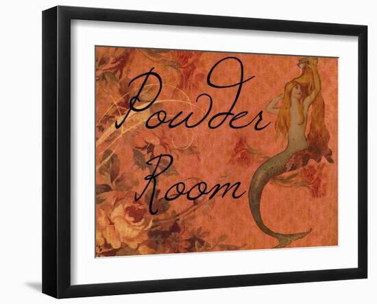 Scarlet Vintage Mermaid Powder Room-sylvia pimental-Framed Art Print